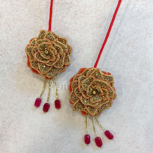 3D Red rose tassel Stitching