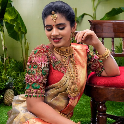 3D lotus Bridal Blouse Stitching