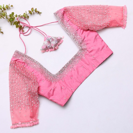 A pop of pink, a touch of serenity bridal blouse Stitching