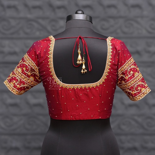 Aari Work Blouse Designs in Orangish Red SIZE 36 (adjustable up to 34 - 40) Stitching
