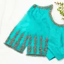 Aqua Blue embroidery bridal blouse Stitching