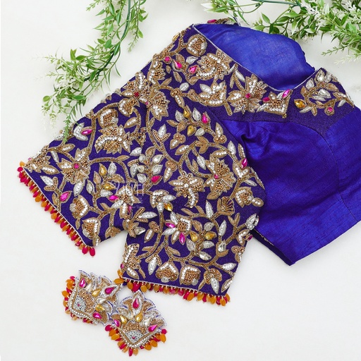 Blue Floral bridal blouse Stitching