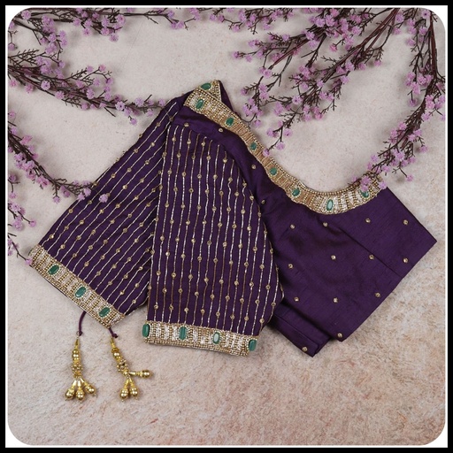 Blue Gem with Line Design Stitching