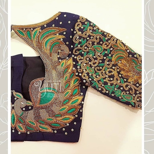 Blue Peacock Designer blouse Stitching