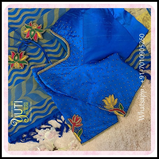 Blue Thread work Design Stitching