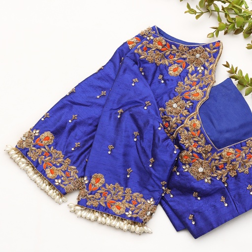 Blue color embroidery bridal blouse Stitching