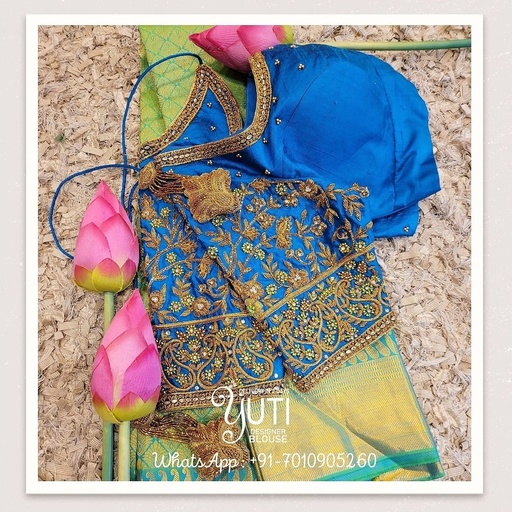 Blue floral with mango design Stitching