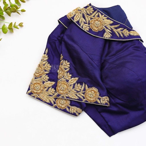 Blue hand embroidery bridal blouse Stitching