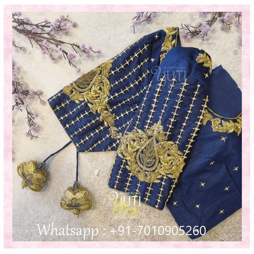 Blue thilagam motifs design  Stitching