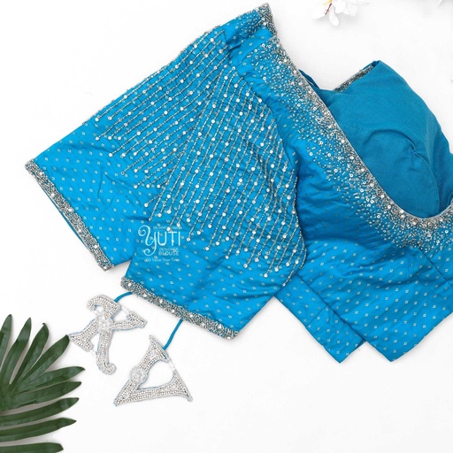 Blue vertical line stardust design Stitching