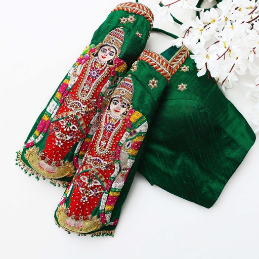 Bottle Green embroidery blouse Stitching