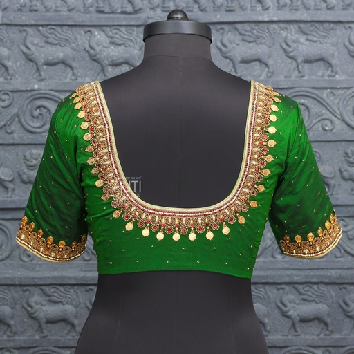 Bridal Green Aari Work Blouse Designs | SIZE 40 (adjustable up to 36 - 42) Stitching