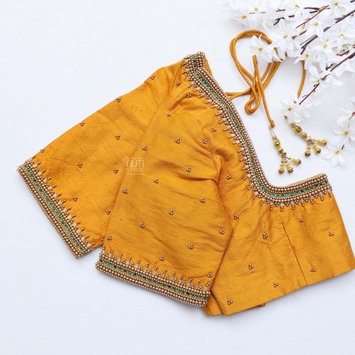 Bright and bold Fuel Yellow Embroidery Blouse Stitching