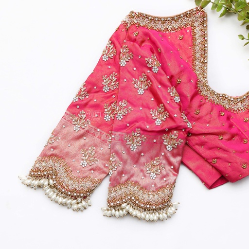 Dark Pink  embroidery bridal blouse Stitching
