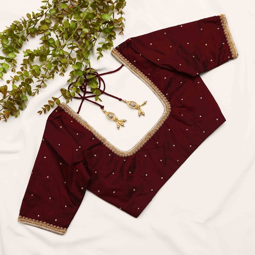 Dark Scarlet aari bridal blouse Stitching