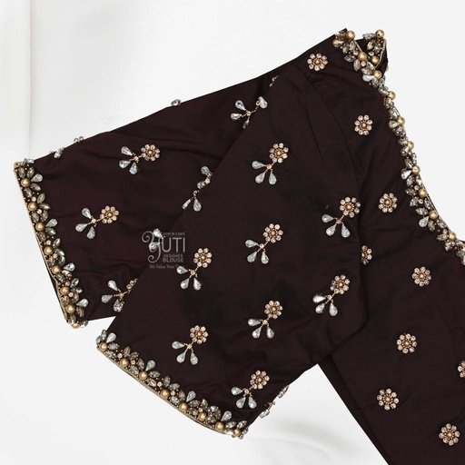 Dark brown floral bridal blouse Stitching