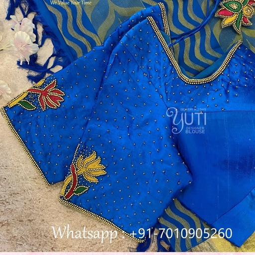 Blue Floral Design  Stitching