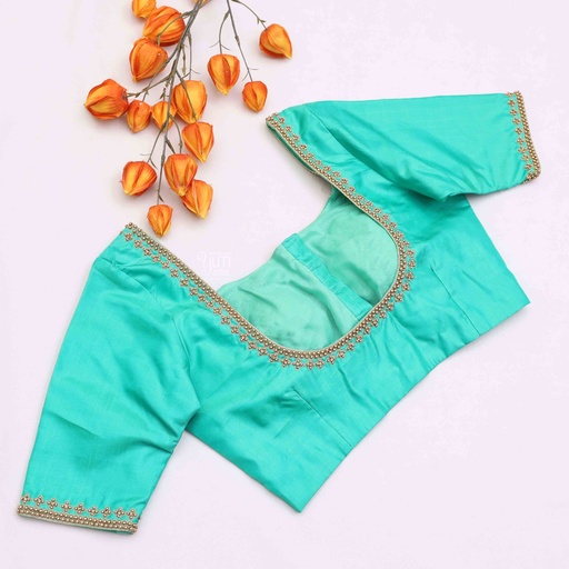 Dark turquoise embroidery blouse! Stitching