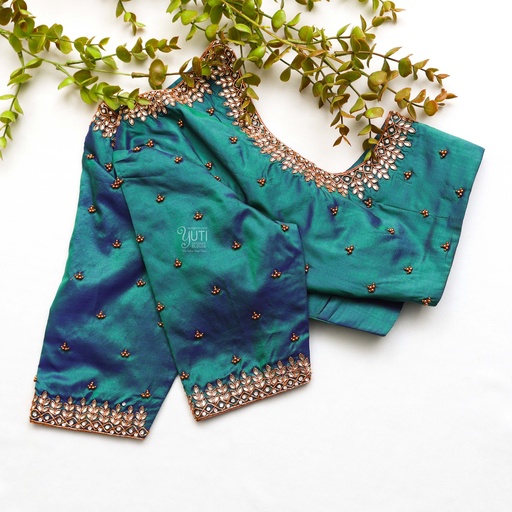 Deep Sea Green embroidery blouse Stitching