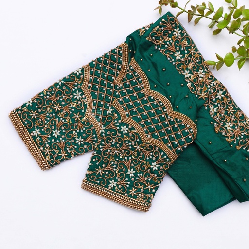 Deep Sea Green hand embroidery bridal blouse Stitching