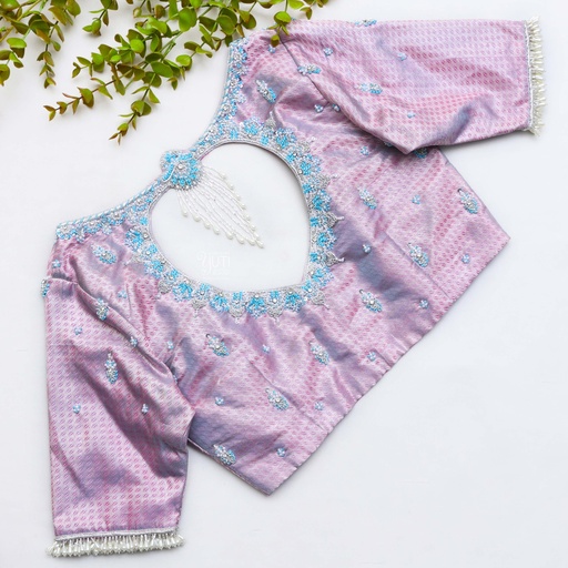 Discover the epitome of grace and style with this French Grey-inspired pink blouse Stitching