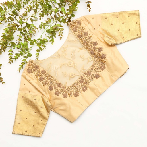 Elegant in this pale peach bridal blouse Stitching