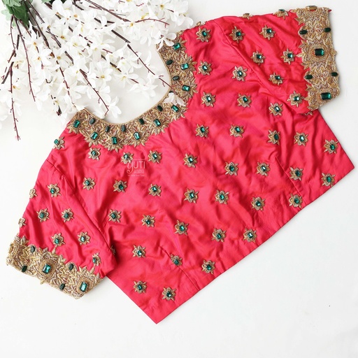 Embrace elegance and tradition with the Cornell Red Bridal Blouse Stitching