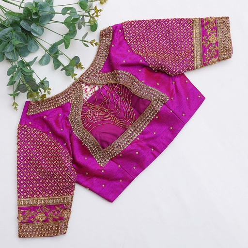 Embrace elegance with our stunning Royal Fuchsia Colour Bridal Blouse Stitching
