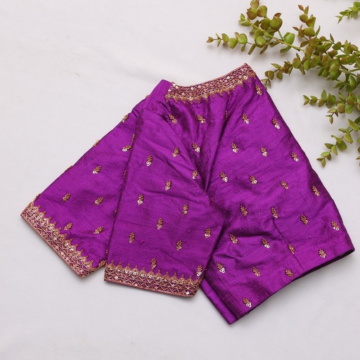 Elevate your style with this stunning dark magenta embroidery blouse.