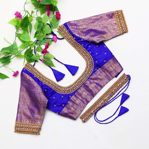 Exquisite dark blue bridal embroidery blouses Stitching