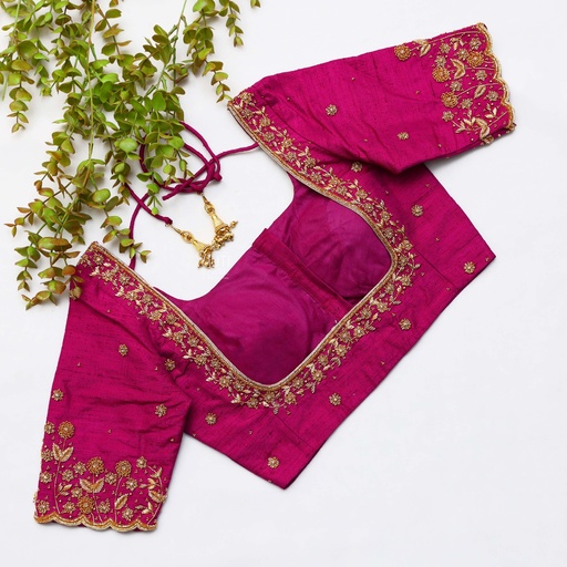 Exquisite pink embroidery designs for your bridal blouse Stitching
