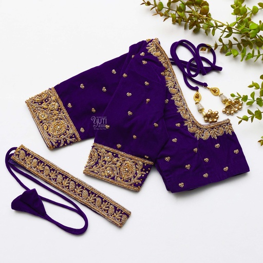 Feeling like royalty in this exquisite midnight purple bridal blouse Stitching