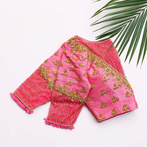 Feeling pretty in pink with this stunning dark pink embroidery blouse Stitching