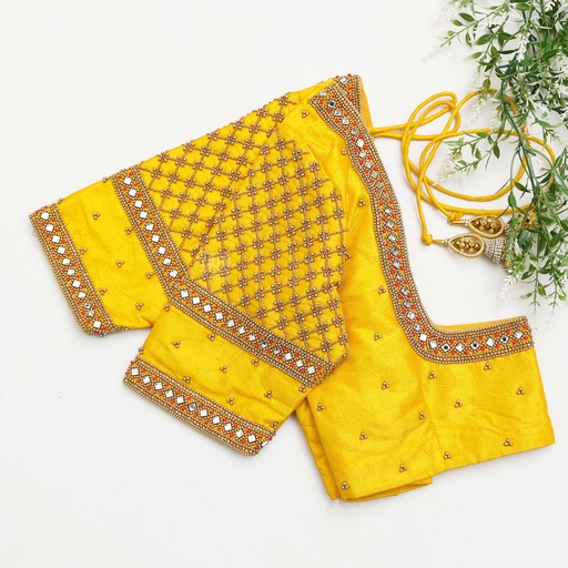 Golden Yellow embroidery blouse Stitching