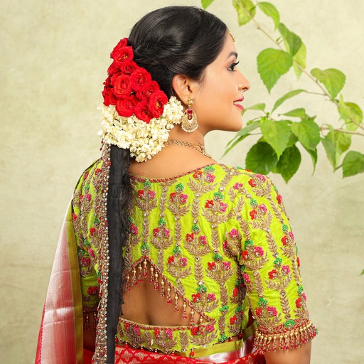 Gorgeous green embroidery bridal blouse Stitching