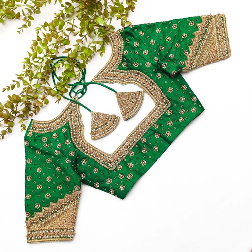 Green Bridal Blouse Stitching