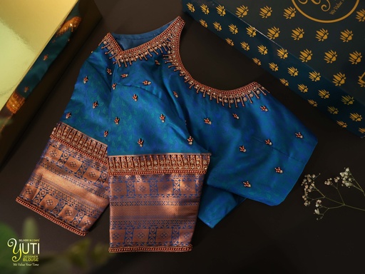 Elevate your wardrobe with this stunning Chathams Blue embroidery blouse