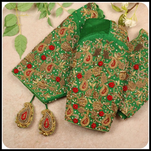 Green Floral Design  Stitching