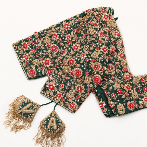 Green Floral bridal blouse Stitching