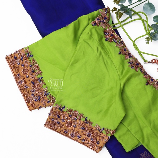 Green Floral zardosi design Stitching