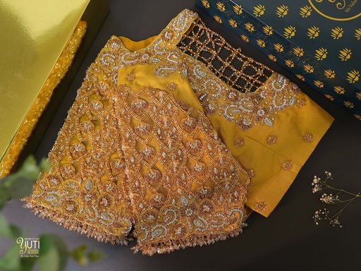 Elevate your wardrobe with this exquisite Dark Goldenrod embroidery blouse