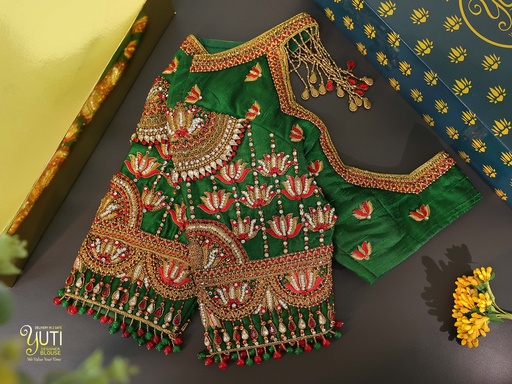 Elevate your wardrobe with this exquisite Deep Green embroidery blouse