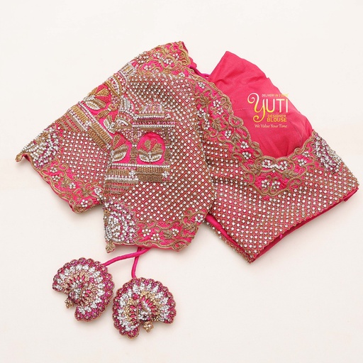 Elevate your wardrobe with this stunning Cerise Pink embroidery blouse