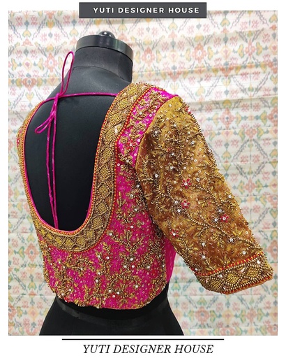Elevate your style with this exquisite Dark Carnation Pink embroidery blouse
