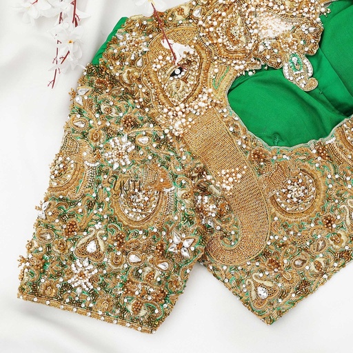 Green elephant with hanging bridal blouse Stitching