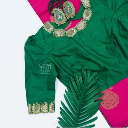 Green mango border blouse Stitching