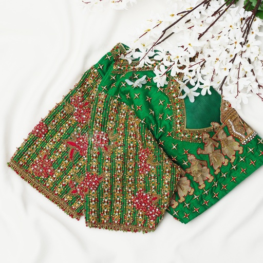Green palanquin Bridal blouse Stitching