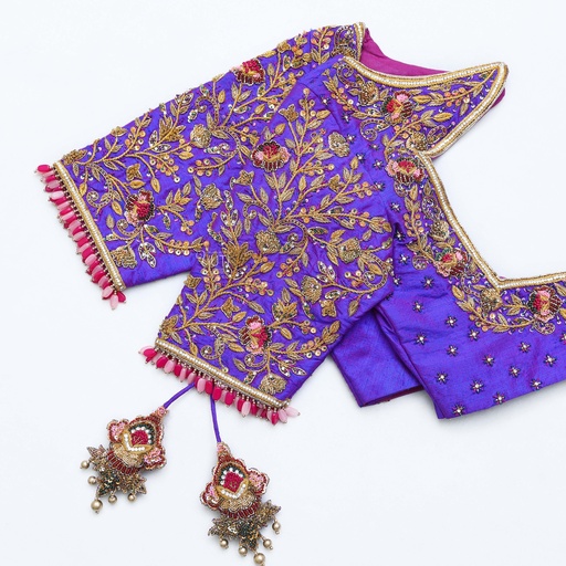 Introducing our stunning Purple Blue embroidery blouse Stitching