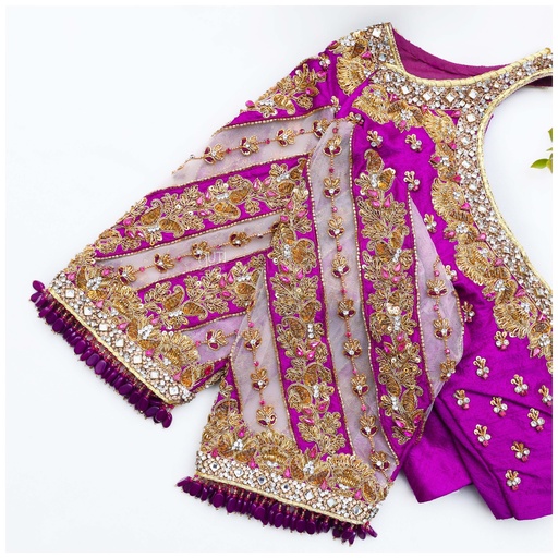 Introducing our stunning and sophisticated Vibrant Purple Embroidery blouse Stitching