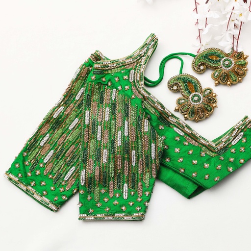 Irish Green embroidery blouse Stitching
